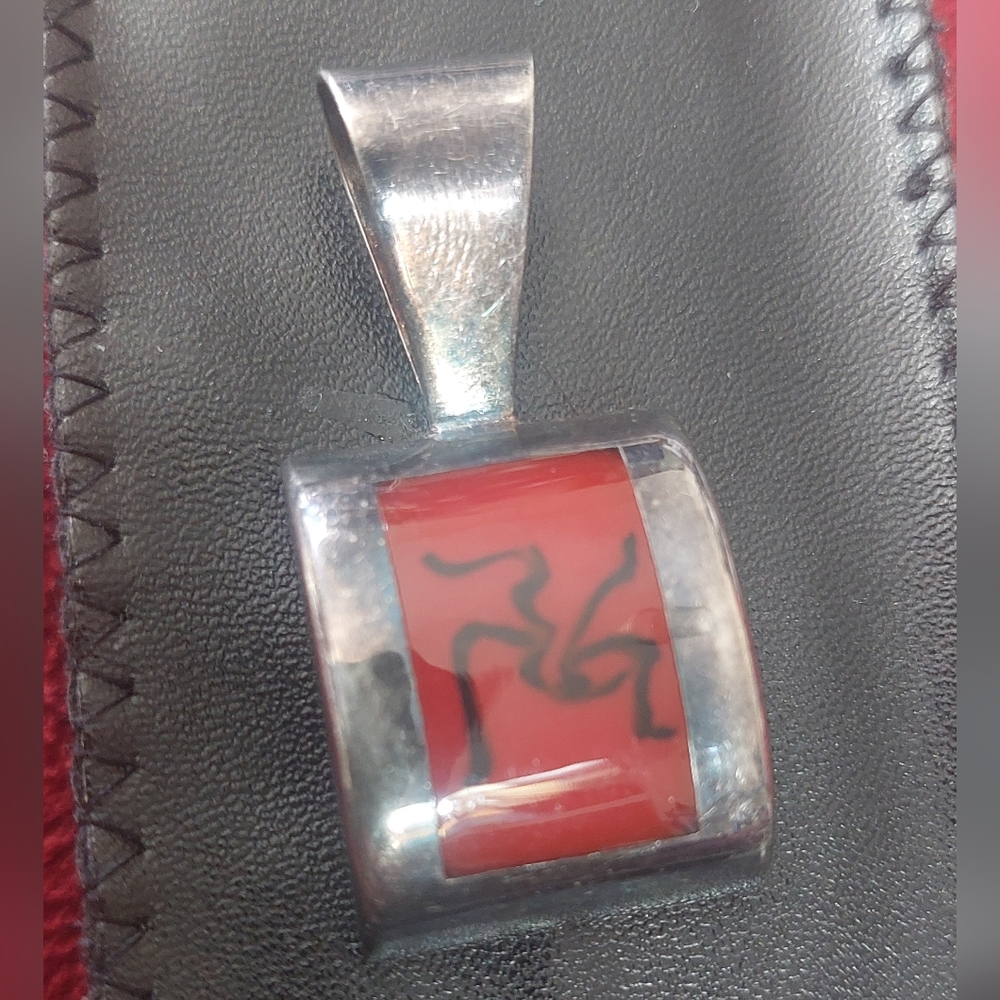 red / black 925 sterling silver pendant pendant